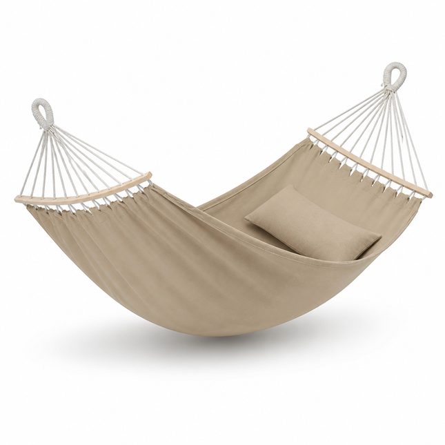 Cozy Retreat | Double Canvas Camping Hammock with Removable Spreader Bar | Durable Design for Outdoor Relaxation 0