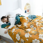 Cozy Reversible Cotton Quilt with Boho Yellow Floral Design | Soft & Durable for Year-Round Comfort 0