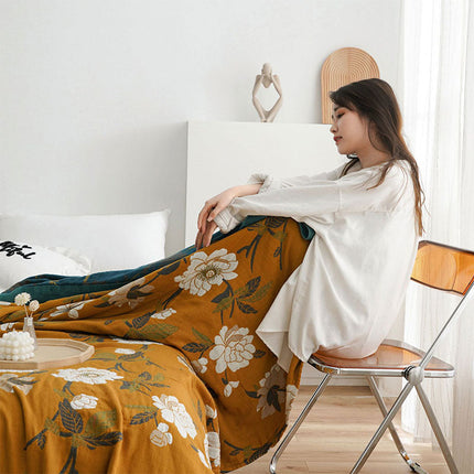 Cozy Reversible Cotton Quilt with Boho Yellow Floral Design | Soft & Durable for Year-Round Comfort 3