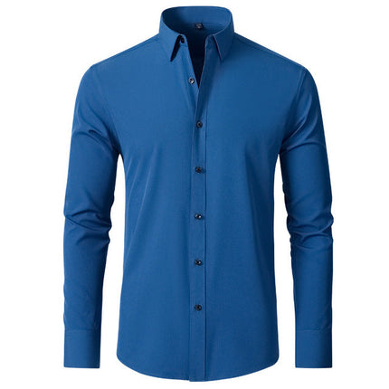 Mens Long Sleeve Shirt, Wrinkle Resistant Stretch Dress Shirt with Classic Collar – image 15