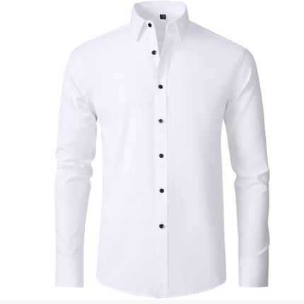 Mens Long Sleeve Shirt, Slim Fit Button Up Shirt, Wrinkle Resistant Stretch Dress Shirt with Classic Collar
