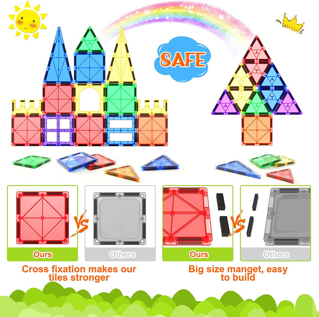Creative Builders | Montessori Magnetic Tiles Building Set with 40 Pieces for STEM Learning 1