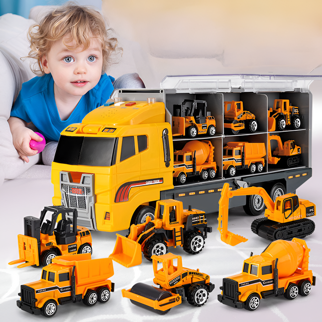Creative Kids | Toy Construction Vehicle Set with Realistic Sounds | Interactive Play Carrier Kit for Imaginative Adventures 1