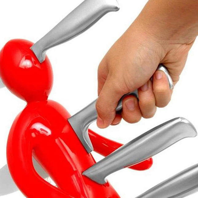 Creative Kitchen Knife Stand | Artistic Human-Shaped Design with Five Slot Capacity | Space-Saving Organizer for Culinary Tools 1