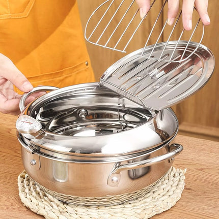 Crispy Fryer | Stainless Steel Deep Fryer with Thermometer & Draining Rack | Perfect for Home Cooking 2