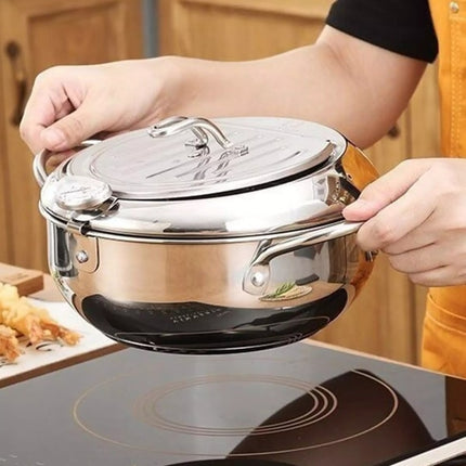 Crispy Fryer | Stainless Steel Deep Fryer with Thermometer & Draining Rack | Perfect for Home Cooking 3