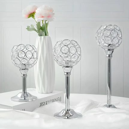 Crystal Candle Holders Set with Faceted Glass Design | Vintage-Inspired Lighting for Romantic Evenings