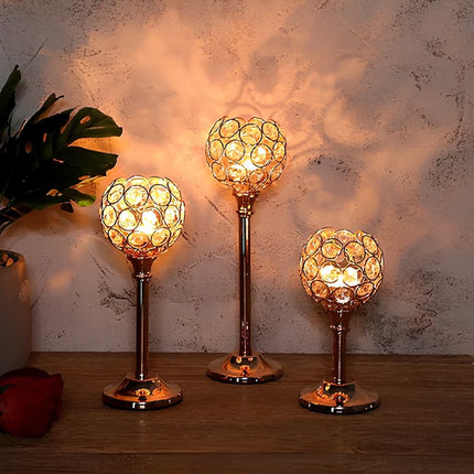 Crystal Candle Holders Set with Faceted Glass Design | Vintage-Inspired Lighting for Romantic Evenings