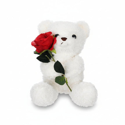 Cuddly Plush Bear | Soft Stuffed Animal with Romantic Rose Design | Perfect Gift for Love and Affection 3
