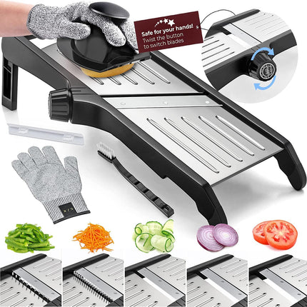 Culinary Master | Vegetable Slicer with Stainless Steel Blade & Safety Gloves | Precise Cutting Tool for Effortless Meal Prep 0