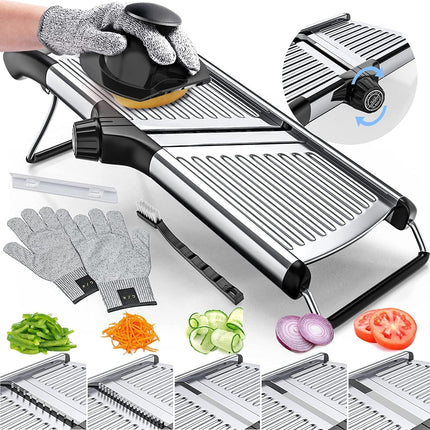Culinary Master | Vegetable Slicer with Stainless Steel Blade & Safety Gloves | Precise Cutting Tool for Effortless Meal Prep 8