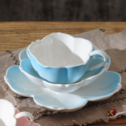 Tea Cup Set with Saucer and Spoon, Floral Teacup for Afternoon Tea