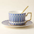 Tea Cup Set with Saucer and Spoon, Porcelain Tea Cup and Saucer with Gold Handle, Nordic Teacup for Afternoon Tea