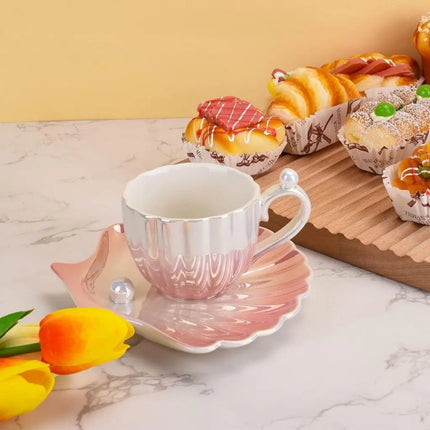 Coffee Cup and Saucer Set, Iridescent Tea Cup and Saucer – image 5