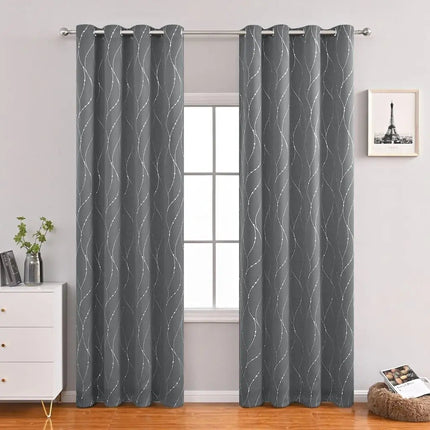 Blackout Curtains for Bedroom, Living Room Curtains with Wave Pattern – image 4