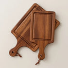 Wooden Cutting Board with Handle, Solid Wood Chopping Board with Leather Loop, Bread Board for Serving