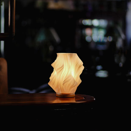 Dimmable Wavecrest Lamp with USB Power | Contemporary Wooden Base for Customizable Lighting