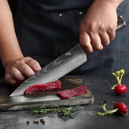 Damascus Steel Chef Knife Set with Ergonomic Wood Handles | Precision Blades for Effortless Culinary Control 1