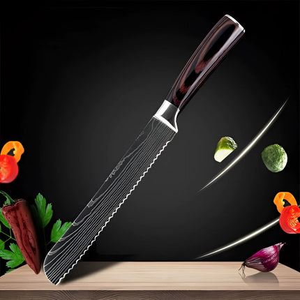 Damascus Steel Chef Knife Set with Ergonomic Wood Handles | Precision Blades for Effortless Culinary Control 10