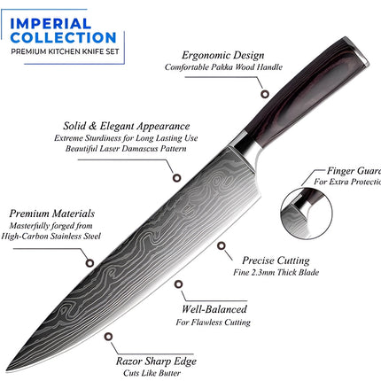 Damascus Steel Chef Knife Set with Ergonomic Wood Handles | Precision Blades for Effortless Culinary Control 5