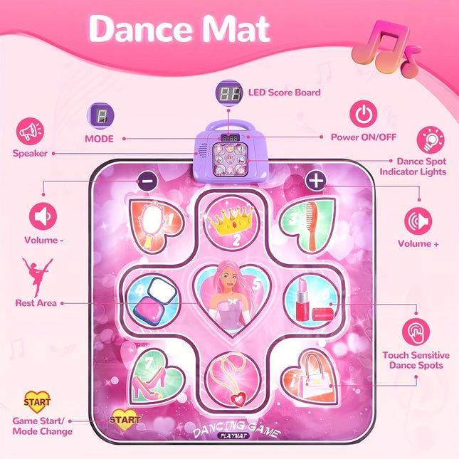 Interactive Dance Mat for Kids, Musical Dance Pad with Scoring, Toys for Girls Age 3 and Up, Electronic Dance Game_01