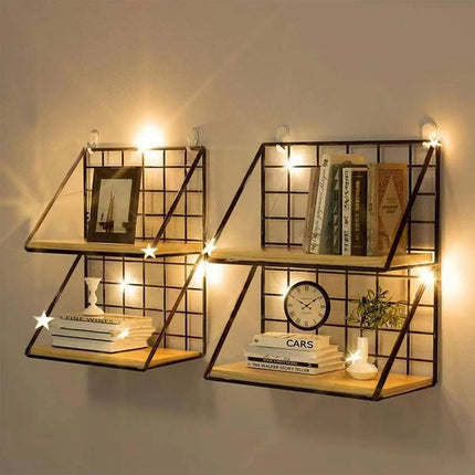 Modern Wall Shelf, Metal and Wood Wall Mounted Shelf – image 4