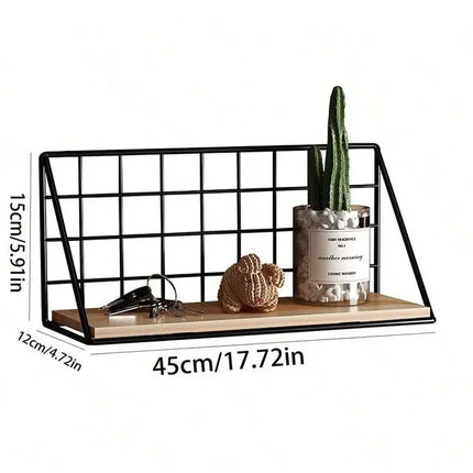 Modern Wall Shelf, Metal and Wood Wall Mounted Shelf – image 6