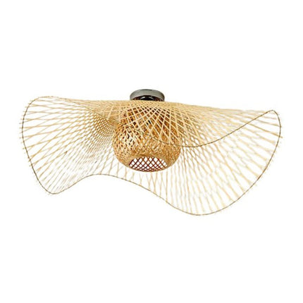 Flush Mount Ceiling Light, Rattan Style Boho Light Fixture