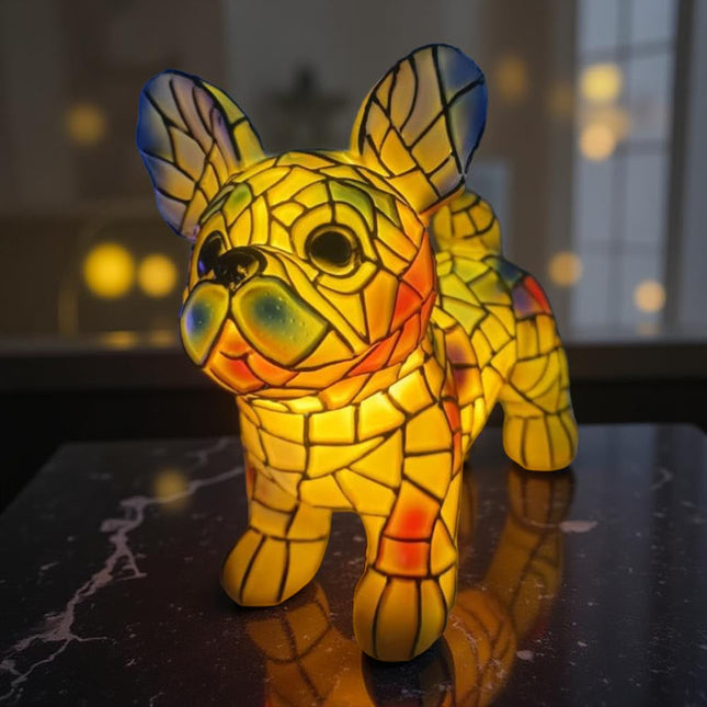 Decorative Table Lamp | Stained Glass Dog Figurine with Warm Glow | Compact Accent Light for Small Spaces 1