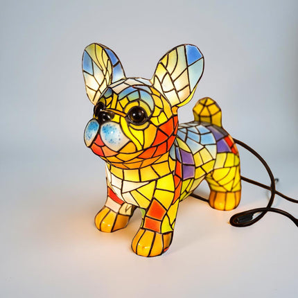 Decorative Table Lamp | Stained Glass Dog Figurine with Warm Glow | Compact Accent Light for Small Spaces 2