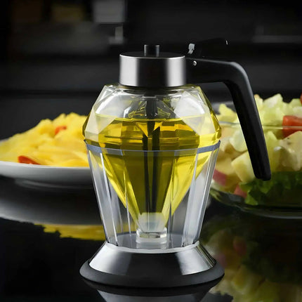 Olive Oil Dispenser, Glass Honey Dispenser with Drip Proof Seal, Diamond Sauce Bottle for Vinegar, Kitchen Gadget