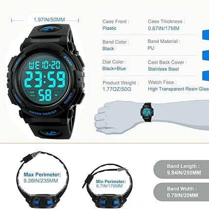 Digital Sports Watch | Waterproof Design with Large LED Display | Military-Grade Durability for Outdoor Adventures 1