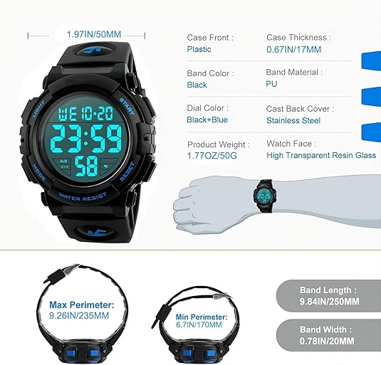 Digital Sports Watch | Waterproof Design with Large LED Display | Military-Grade Durability for Outdoor Adventures 1