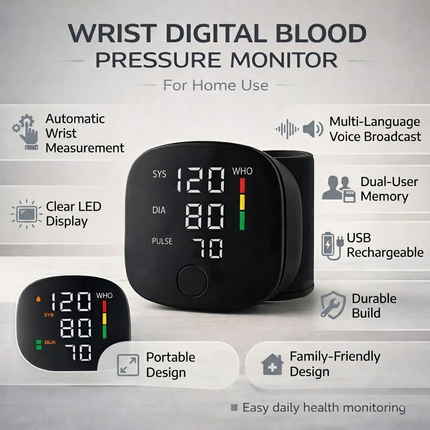 Digital Wrist Blood Pressure Monitor with Automatic Readings & Arrhythmia Detection | Portable Health Device for Home Use 3