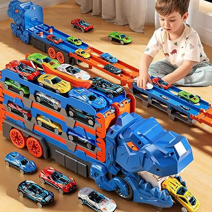 Dino Racer | Folding Dinosaur Transporter Car Set with 2 Die-Cast Cars | Engaging Design for Thrilling Playtime 1