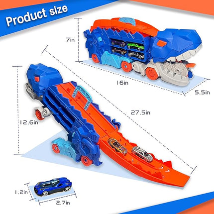Dino Racer | Folding Dinosaur Transporter Car Set with 2 Die-Cast Cars | Engaging Design for Thrilling Playtime 2