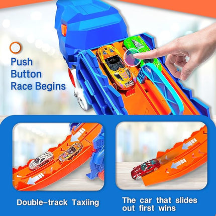 Dino Racer | Folding Dinosaur Transporter Car Set with 2 Die-Cast Cars | Engaging Design for Thrilling Playtime 3