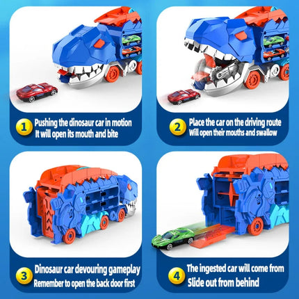 Dino Racer | Folding Dinosaur Transporter Car Set with 2 Die-Cast Cars | Engaging Design for Thrilling Playtime 4