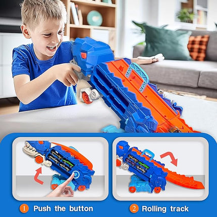 Dino Racer | Folding Dinosaur Transporter Car Set with 2 Die-Cast Cars | Engaging Design for Thrilling Playtime 5