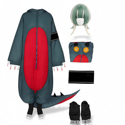 Dinosaur Costume | Adult Jumpsuit with Wig & Shoe Covers | Fun Cosplay Outfit for Halloween 2