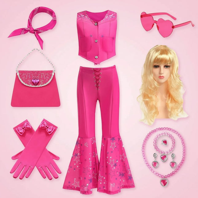 Disco Party Set | Girls' Flared Pants Costume with Stylish Top | Fun Outfit for Halloween and Themed Events 0