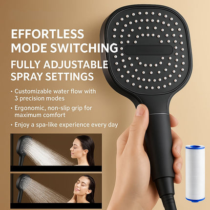 High Pressure Shower Head with Filter, Rain Shower Head with Jet and Massage – image 8