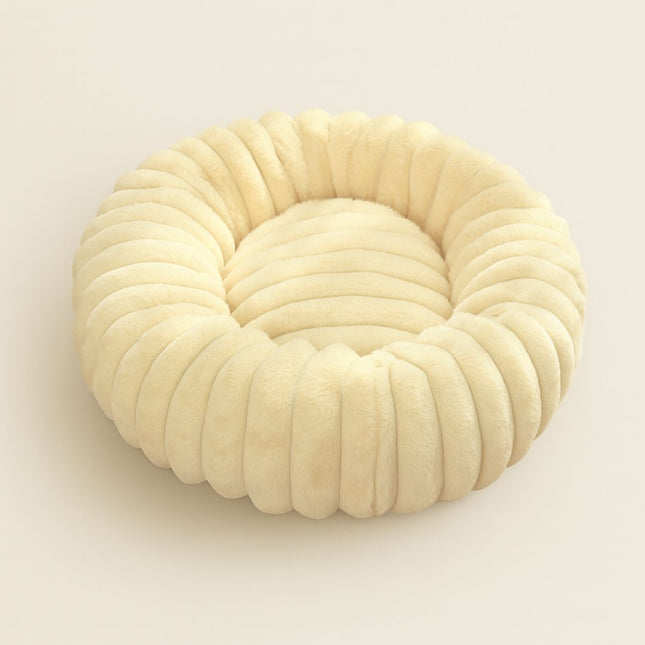 Dog Beds, Round Plush Dog Bed in Ultra Soft Rabbit Plush, Cozy Pet Bed for Year Round Naps_00
