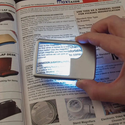 Handheld Magnifier with LED Lighting, Hand Held Magnifying Glass with Light, Pocket Magnifying Glass for Reading
