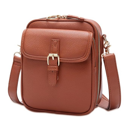 Double Pocket Crossbody Bag | PU Leather with Anti-Theft Zippers | Stylish Accessory for Hands-Free Living 0