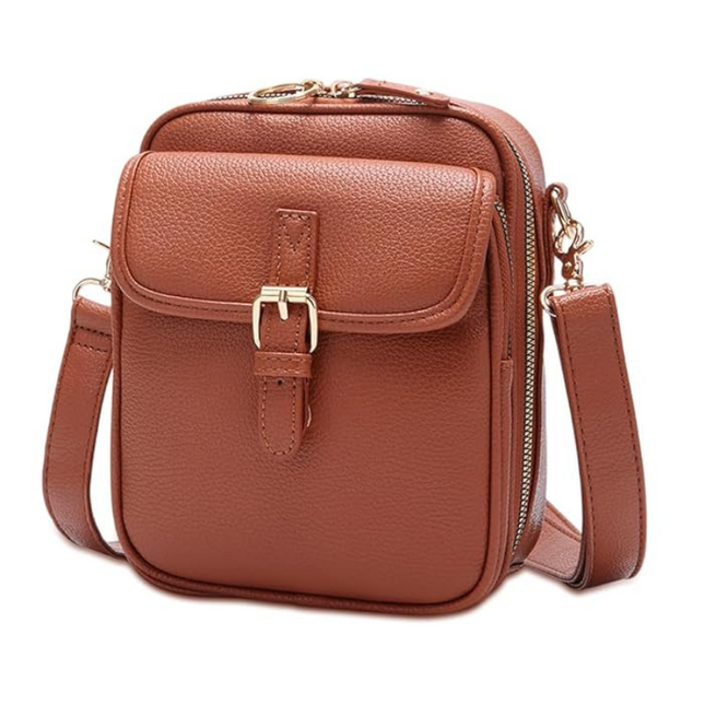 Double Pocket Crossbody Bag | PU Leather with Anti-Theft Zippers | Stylish Accessory for Hands-Free Living 0