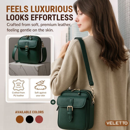 Double Pocket Crossbody Bag | PU Leather with Anti-Theft Zippers | Stylish Accessory for Hands-Free Living 1
