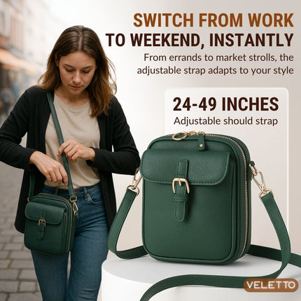 Double Pocket Crossbody Bag | PU Leather with Anti-Theft Zippers | Stylish Accessory for Hands-Free Living 2