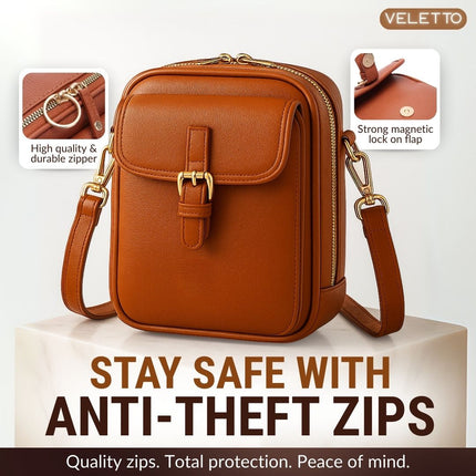 Double Pocket Crossbody Bag | PU Leather with Anti-Theft Zippers | Stylish Accessory for Hands-Free Living 4