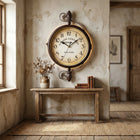 Double Sided Wall Clock, Vintage Wall Clock with Mounting Bracket, Train Station Clock for Hallway and Office